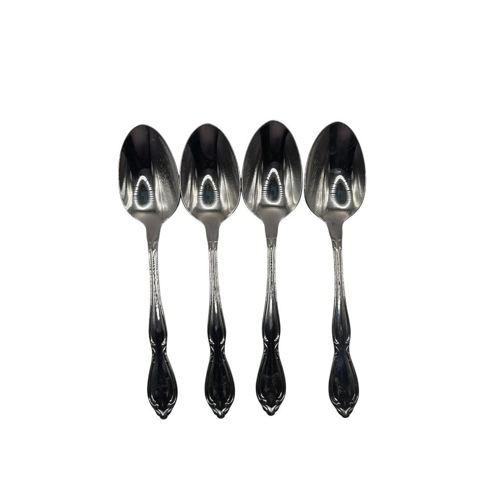 Oneida Silver Strathmore Stainless Steel Deluxe Glossy Teaspoons Set Of 4